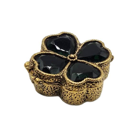 Vintage Clover Shamrock Pill Box Pendant - Picture 5 of 11